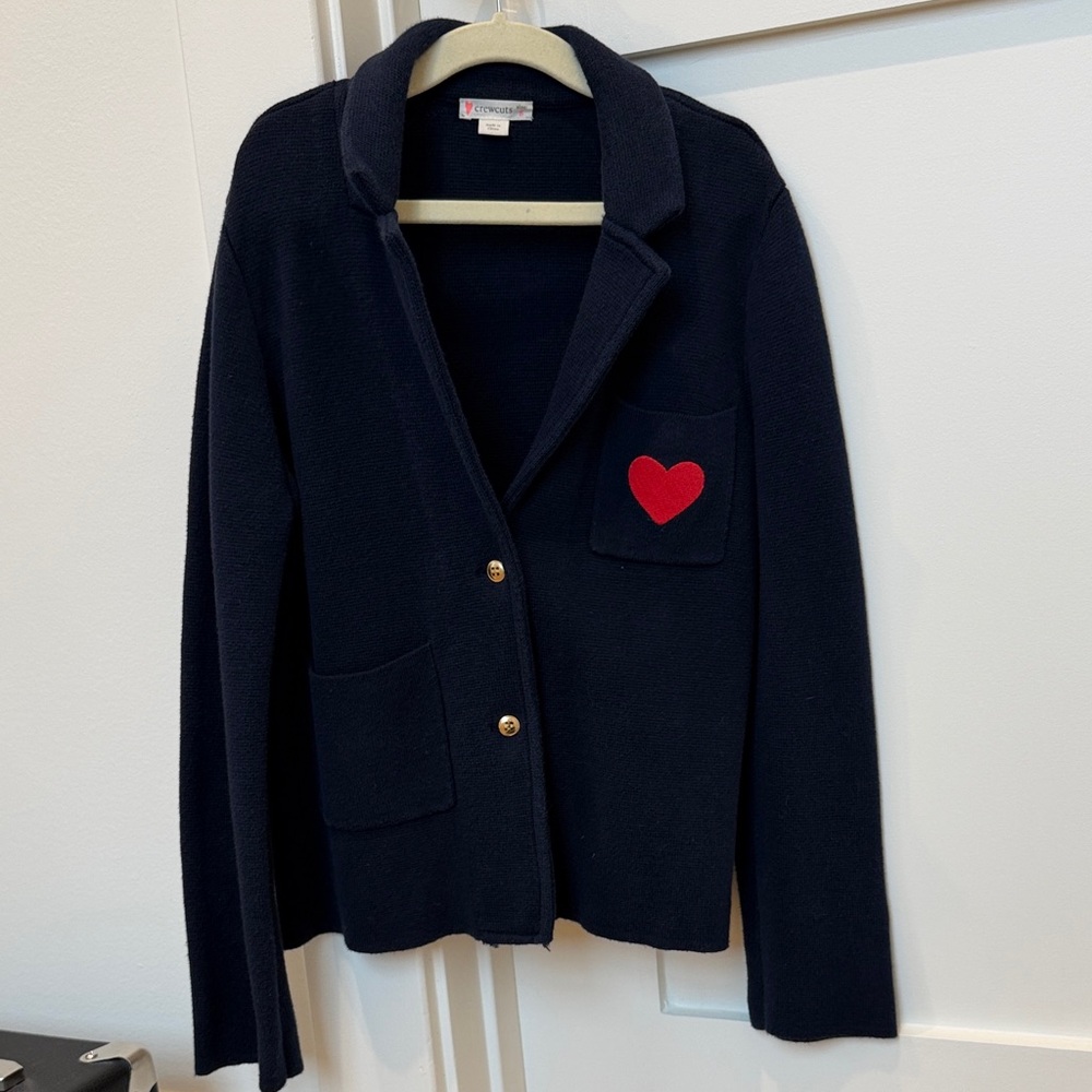 Crewcuts Navy Blazer with Red Heart Accent